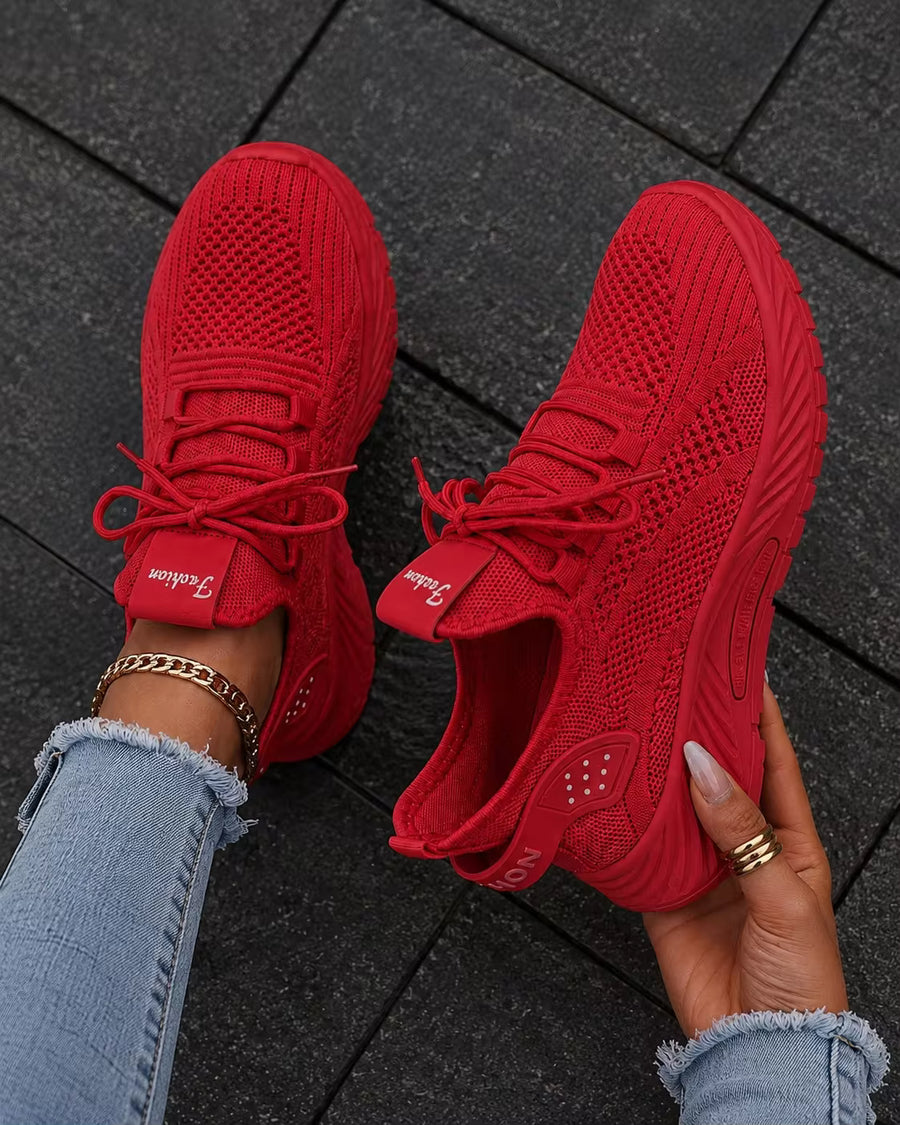 Lightweight Breathable Mesh Sneakers, Non-Slip EVA Sole Lace-Up Low-Top Running & Tennis Shoes For Men And Women, Retro All-Season Fitness Wear